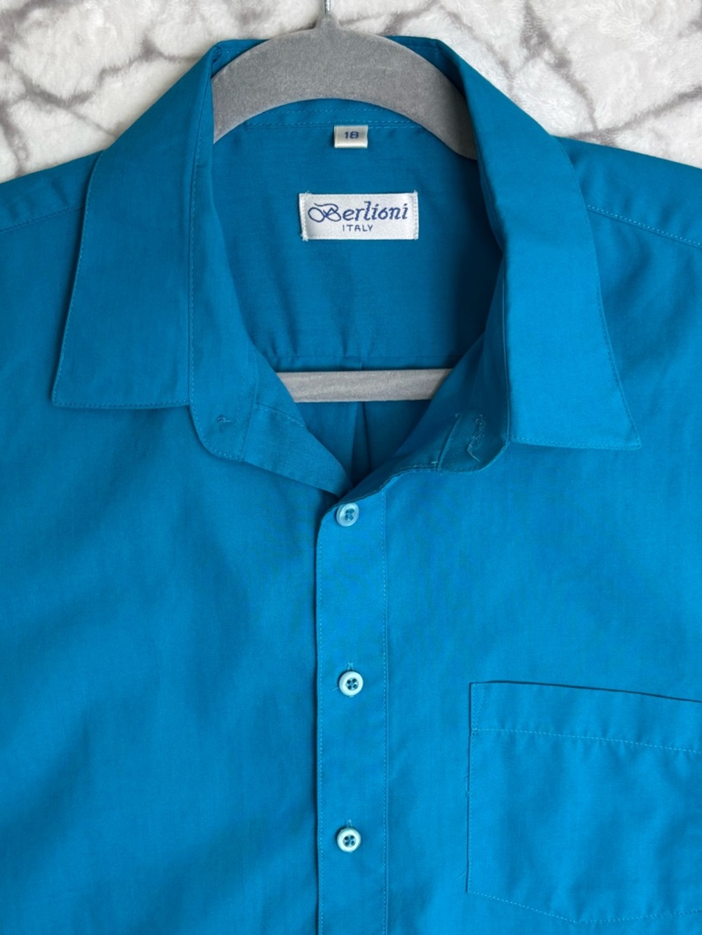 Berlioni Italy Teal Blue Long-Sleeve Button-Up Shirt Boy’s 18
